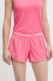 Under Armour pantaloni scurți de antrenament Tech Play culoarea roz, cu imprimeu, medium waist, 1389882