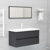 Set mobilier de baie, 2 piese, gri, lemn compozit