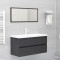 Set mobilier de baie, 2 piese, gri, lemn compozit
