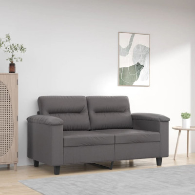 vidaXL Canapea cu 2 locuri, gri, 120 cm, piele ecologică 359580 foto