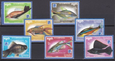 DB1 Fauna Pesti Cambodgia 1988 7 v. MNH foto