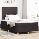 Cumpara ieftin Pat cu arcuri cu saltea Maro inchis 120 x 200 cm tesatura