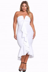 X551P-2 Rochie plus size cu decolteu si volane foto