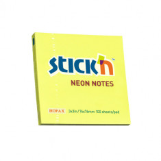 Notes Autoadeziv 76 X 76 Mm, 100 File, Stick"n - Galben Neon