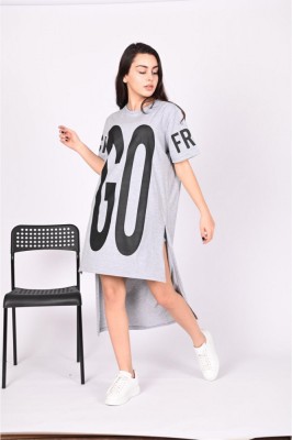 K817-18 Tricou lung tip rochie cu imprimeu &amp;quot;GO&amp;quot; foto