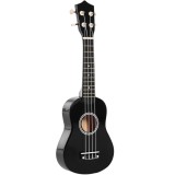 HOMCOM Ukulele Soprano de 21 Inchi pentru &Icirc;ncepători, din Lemn cu Corzi din Nailon, Pană și Coardă de Rezervă, Negru | Aosom Romania