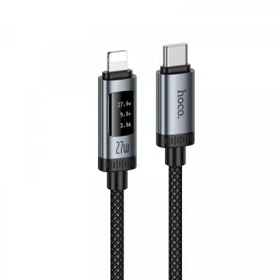 Cablu Date si Incarcare USB-C - Lightning HOCO Display U148, 27W, 1.2m, Negru foto