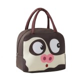 Geant&Auml; frigorific&Auml;, flippy, cu desene animat, portabil&Auml; pentru copii, de pr&Atilde;&cent;nz, din p&Atilde;&cent;nz&Auml; oxford, 22x14x19 cm, model porc, maro