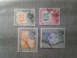 Serie mica Zanzibar 1957 Sultan Chalifa bin Harub si motive locale 4 valori stampilate, Stampilat