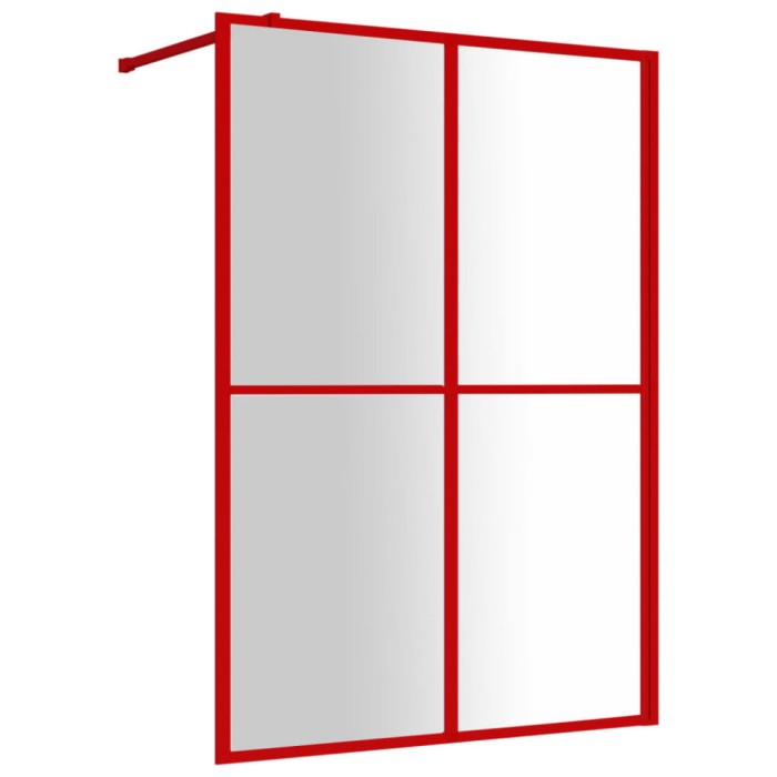 Paravan de dus walk-in, rosu, 140x195cm sticla ESG transparenta