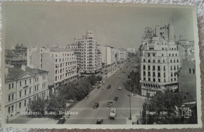 Carte postala, Bucuresti, bulevardul Bratianu, perioada interbelica foto