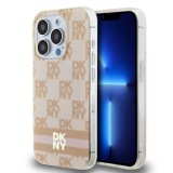 Husa iPhone 15 Pro - DKNY IML Checkered Mono Pattern &amp; Printed Stripes MagSafe (DKHMP15LHCPTSP) - Pink