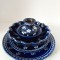 Set ceramica vintage Germania, 5 buc, albastru cu floricele albe stilizate