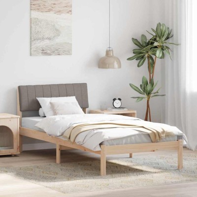 vidaXL Cadru de pat Maroniu și taupe 90 x 190 cm Lemn masiv de pin 878717 foto