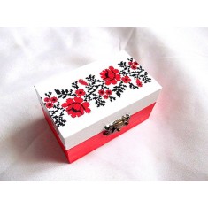 cutie din lemn cu model floral traditional 33787
