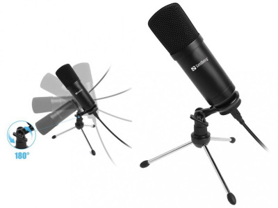 Microfon de birou pentru streaming USB negru Sandberg 126-09 foto