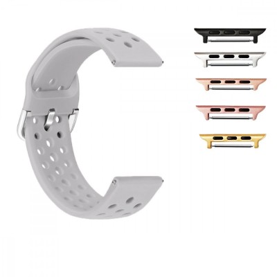 Curea silicon, compatibila Apple Watch 9|8|7|6|5|4|3|2|1 Series, 41mm|40mm|38mm, Telescoape QR, Gri foto