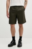 Armani Exchange pantaloni scurți din amestec de in culoarea verde, XM000656 AF13180