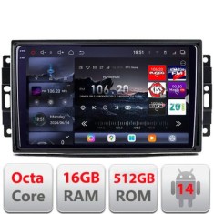Navigatie Chrysler Jeep Edotec Kit-202 8 core QLED 2K 16+512 360 Android Waze USB Navigatie Internet Youtube Radio v2 CarStore Technology