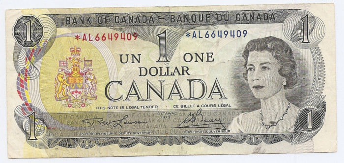 Canada 1 Dollar 1973 * - signatures: Lawson &amp; Bouey, *AL6649409, P-85