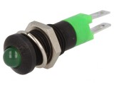 Lampă LED verde 12V convex &Oslash;8,2mm IP40 metal