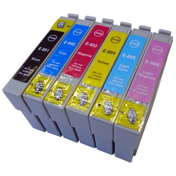 Set 6 cartuse imprimanta Epson T0801 T0802 T0803 T0804 T0805 T0806 compatibile capacitate mare. Set 6 cartuse imprimanta Epson T0801 T0802 T0803 T0804 T0805 T0806 compatibile capacitate mare.
