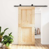 Cumpara ieftin Usa glisanta Natural si Negru 90 x 210 cm Lemn de Pin Solid