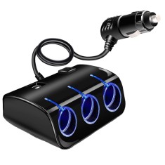 Multiplicator priza bricheta auto, 12V-24V cu 3 Iesiri si 2 USB, negru foto