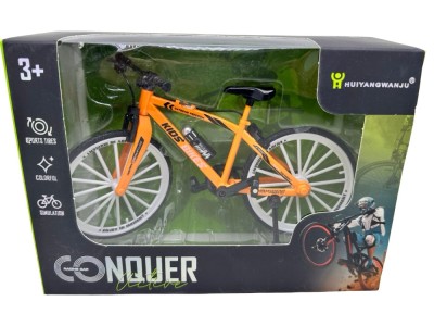 Bicicleta sport miniatura Conquer &amp;ndash; model portocaliu realist pentru copii, roti mobile foto