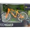 Bicicleta sport miniatura Conquer &ndash; model portocaliu realist pentru copii, roti mobile