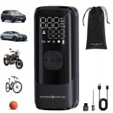 Compresor de aer portabil 150 PSI, pompa rapida anvelope cu afisaj LCD, lanterna LED si baterie reincarcabila USB