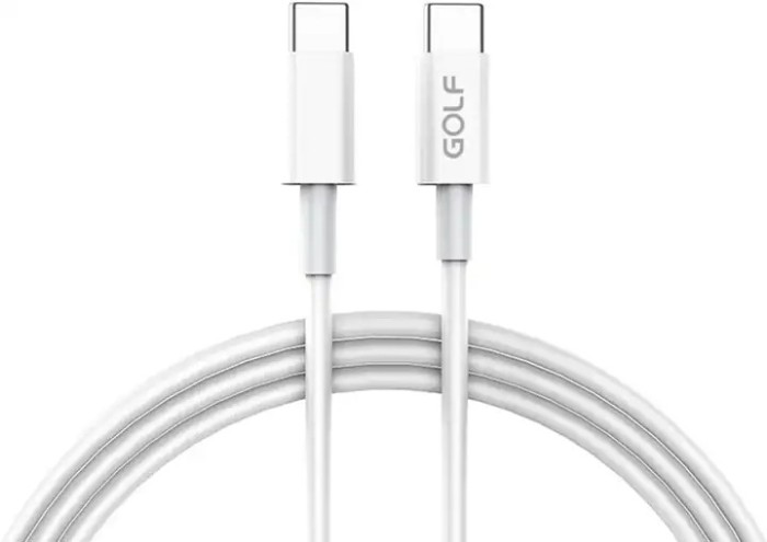 Cablu USB tip C la USB tip C 1m Golf Data Sync TPE PD 65W Quick Charge alb GC-81c A0115916