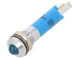 Lampă LED Convex Albastru 24VDC Metal &Oslash;8mm