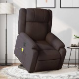 vidaXL Fotoliu electric masaj rabatabil cu ridicare maro &icirc;nchis textil