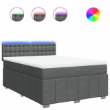 Cumpara ieftin Pat box spring cu saltea, gri inchis, 140x200 cm, textil
