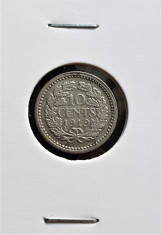Olanda 10 Cents - Wilhelmina 1919, Ag .640 foto