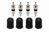 Cumpara ieftin Set 8 piese pentru valve Schrader, 4 capace negre de protectie si 4 nuclee ventil