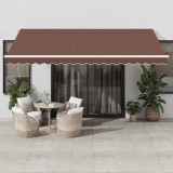 VidaXL Copertina retractabilă manual cu LED, maro, 450x350 cm