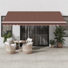 vidaXL Copertina retractabila manual cu LED, maro, 450x350 cm foto