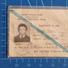 Legitimație de elev strungar / Întreprinderea Steaua Roșie București 1987 - 1988