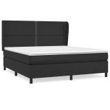 Cumpara ieftin Pat box spring cu saltea, negru, 180x200 cm, piele ecologica