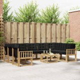 vidaXL Set de canapele de exterior cu pernă 10 pcs Alb și negru 3389882
