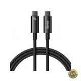Cablu Date si Incarcare USB-C - USB-C Baseus Tungsten Gold 240W 3m Negru CAWJ040201