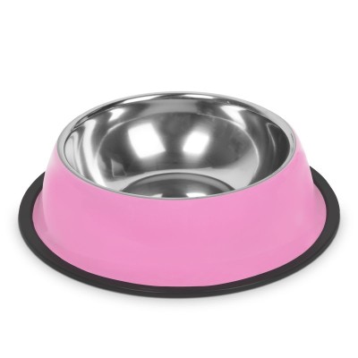 Bol pentru caini Yummie, 22 cm, otel inoxidabil, Roz foto