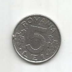 (No1) moneda-ROMANIA -5 Lei 1993