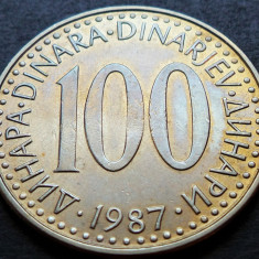 Moneda 100 DINARI - YUGOSLAVIA, anul 1987 *cod 2701 B = A.UNC