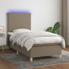 VidaXL Pat cu arcuri, saltea și LED, gri taupe, 90x190 cm, textil 3135241