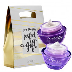 Set cadou Avon Anew Platinum 2 creme, pentru reconturare 55+, crema de zi 50 ml si crema de noapte 50 ml