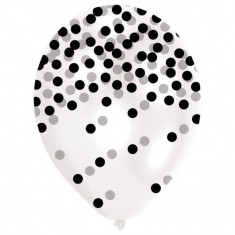 Baloane latex 28 cm confetti negre, Amscan 9901846, set 6 buc foto