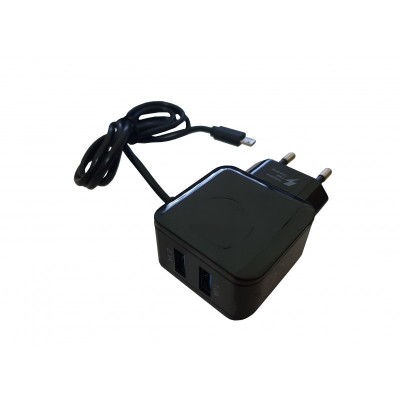 Incarcator Telefon , Tableta Cu MicroUSB si 2 Porturi USB Extra - 1 A &amp;amp; 2.1 A , Negru foto